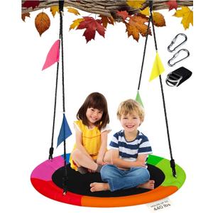PLAYVIBE 40-Inch Saucer Swing for Kids Outdoor - Multicolor Tree Swing - 440lb Capacity - 600D Oxford Waterproof Fabric & Hanging Straps - Kids Outdoor Toys PLAYVIBE 40-Inch Saucer Swing for Kids Outdoor - Multicolor Tree Swing - 440lb Capacity - 600D Oxford Waterproof Fabric & Hanging Straps - Kids Outdoor Toys