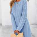 PRETTYGARDEN Women's Swimsuit Cover Up 2025 Summer Bathing Suit Swimwear Crochet Knit Dress Fashion Beach Vacation Clothes (Blue, S)