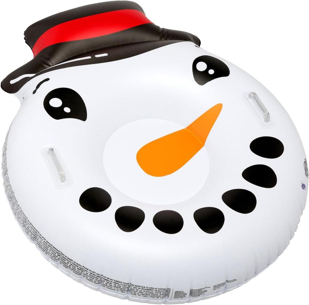 Large 48" Inflatable Snow Tube for Kids and Adults, Durable Winter Toy for Tubing & Sledding - Snowman Face