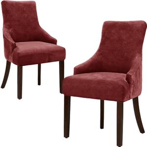 Wingback Dining Chair Covers Soft Velvet Wingback Chairs Covers Washable Wing Back Chair Slipcover Velvet Wing Chairs Protector for Dining Living Room Banquet (Red, 2PCS)