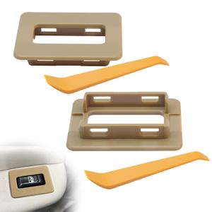 2 Pcs Tan Rear Power Window Switch Trim Repair Fix, Compatible with Escalade, Avalanche, Silverado, Tahoe, Suburban, Sierra, Yukon 2000-2002, Driver Passenger Side Window Repair Button Cap Cover