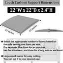 22" x 22" Couch Cushion Support for Sagging Seat, 3 PCS Large Size Insert Sofa Cushion Support for Better Lift, 45D High-Density Foam Couch Replacement for Furniture Seat Sagging Repair, Grey