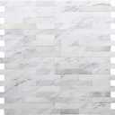 STICKGOO Peel and Stick Backsplash, PVC Wall Tiles Stick on Backsplash for Kitchen(5 Sheets, White Marble with Metal Silver)