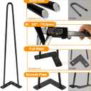 10 Inch Hairpin Legs for Furniture Set of 4, Heavy Duty Industrial Metal Table Legs with 3/8" Black Solid Iron, DIY Hair Pin Legs for Dresser, Bench, Cabinet, Stool with 4 Floor Protectors