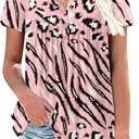 WRRH Women's Summer Short Sleeve Tunic Plus size ladies shirts Floral Blouse Loose Flowy Tops for Leggings M-4XL (Black, M)