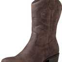 GLOBALWIN Women's Mid Calf The Western Cowgirl Boots Fashion Cowboy Boots For Women Chunky Low Heel (7, 19yy17brown)