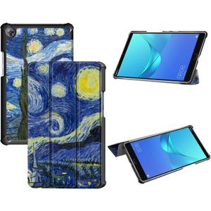 Tri-Fold Case Compatible with Huawei Mediapad M5 8.4 Inch(SHT-AL09/SHT-W12), Includes a Screen Protector - Premium PU Leather Tri-Fold Cover with Auto Sleep/Wake (Starry Sky, One Size)