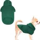 KOOLTAIL Dog Hoodie for Small Medium Dogs Cats, Soft and Warm Pet Sweater with Leash Hole and Pocket Boy Girl, Puppy Fall Winter Jacket Clothes, French Pitbull Cold Weather Coat Sweatshirt, Deep Green XS