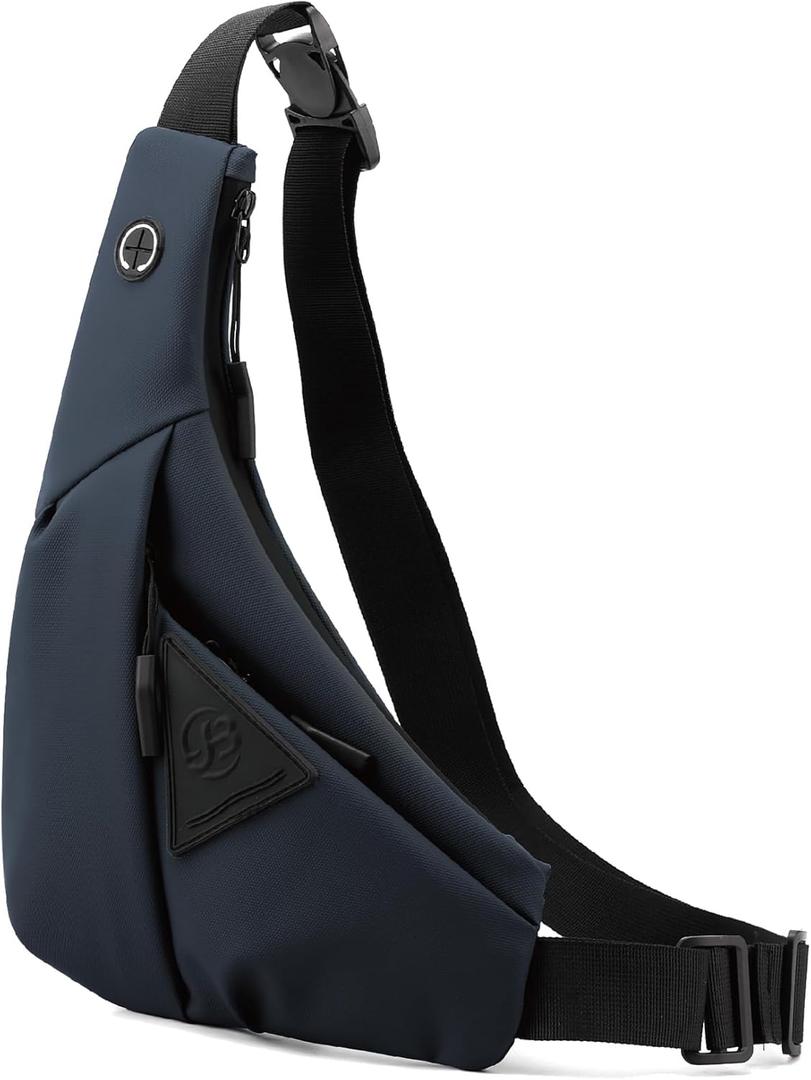 Small Sling Crossbody Bag for Men, Lightweight Anti-theft One Strap Casual Chest Bag Slim Backpack for Outdoor Walking Trip Hiking Biking Navy Blue