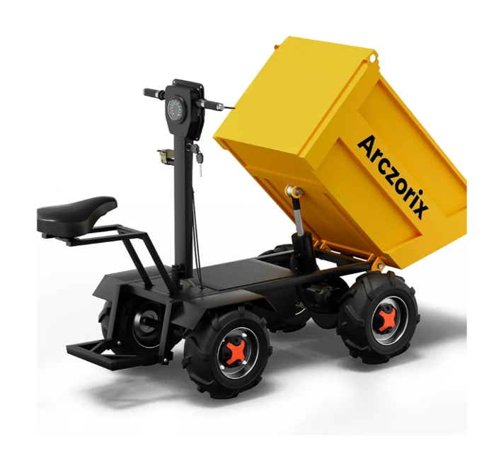 [Electric Hydraulic Dumping] Arczorix Wheelbarrow Utility Cart 60V 20Ah 2000W Capacity 2205Lbs with One-Key Lifting and Lowering Dumper & All-Terrain Wheels, Material Hauler, Electric Wagon