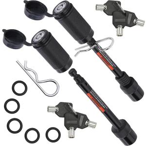 AC-DK 2 Pack Trailer Hitch Locks, 1/2" Dia 3-1/2" Long Pin, Fits Class I,II Receiver, 6 Keys,10 O-Rings,2 Safety Clips,Anti-Theft,WaterproofKeyed Alike Hitch Pin Lock for Tow Truck,Bike, Car, Boat