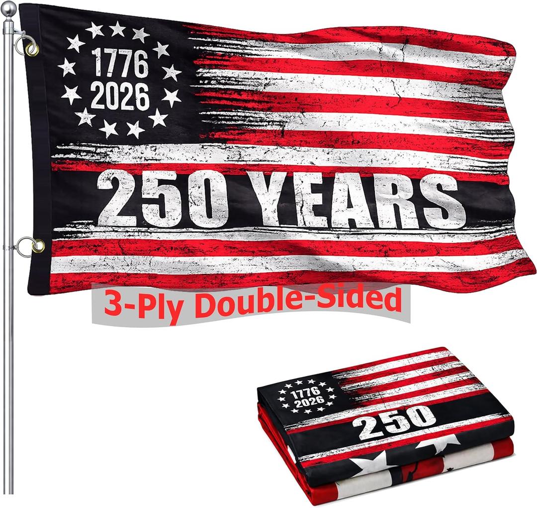 250 Anniversary USA Flag, 3x5 Ft Double-Sided, 1776-2026 USA 250 Years of Freedom Flag, Patriotic Yard & House Banner for 4th of July