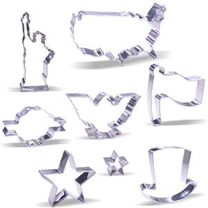 4th of July Cookie Cutter Set - 8 Piece - Stainless Steel
