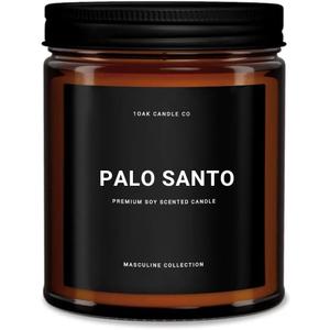 1OAK Palo Santo Candle - Mens Candles for Home - Masculine Candle - Scented Candles for Men - Long Burning Premium - Soy Wax (7oz.) (Amber Jar (7oz))