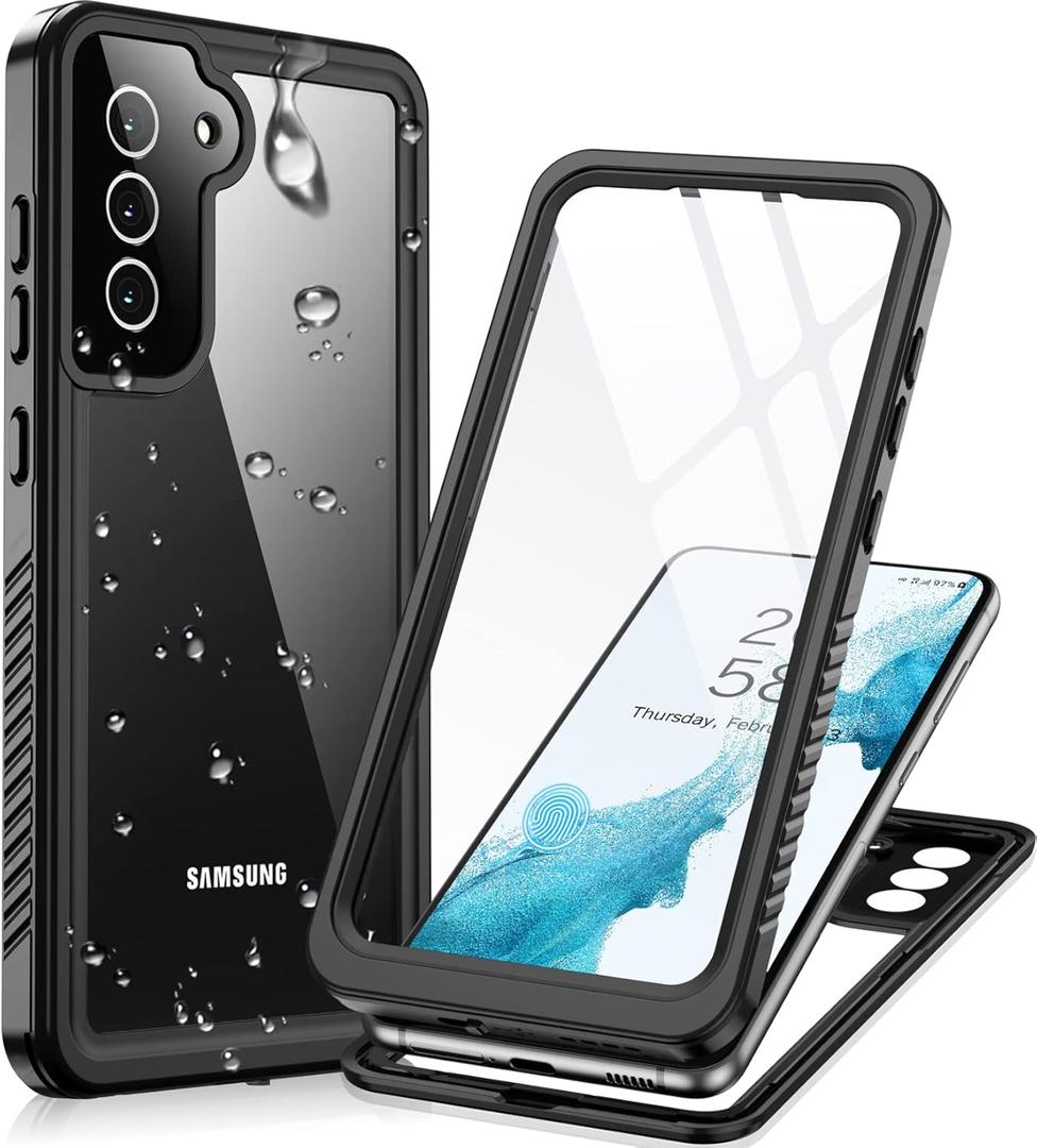 Temdan Samsung Galaxy S22+ Plus Waterproof Case, Built-in Screen Protector, Shockproof IP68, 6.6" 5G - Black
