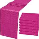 6 Pack Sequin Table Runner 12" x 108" - Sparkle Table Cloths for Baby Shower, Bridal Shower, Wedding, Birthday Party Table Decor (Hot Pink)