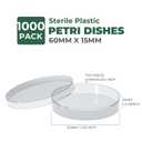 1000 Packs Sterile Thick Plastic Petri Dishes with Lid, Vabiooth 60mm Dia x 15mm Deep Clear 3 Vents Petri Dish for Lab Science Experiment