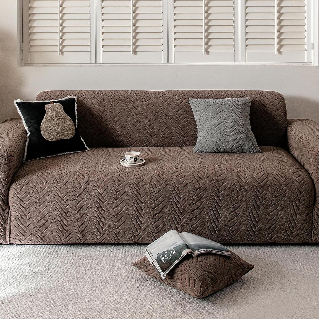 Stretch Sofa Cover for 2-3 Cushion Couch, Washable Couch Cover for Sofa & Loveseat, Non-Slip Sofa Slipcover for Furniture Protection, Soft Couch Covers for Sofa, Pet Friendly