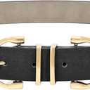 JASGOOD Women Leather Belt for Jeans Pants Ladies Waist Belt for Dress with Fashion Metal Buckle (Black)