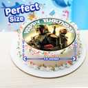 7.5 Inch BOBA FETT Cake Topper Round Edible Birthday Cake Decorations, Happy Birthday Cake