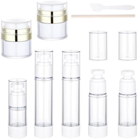 Segbeauty 7pcs Vacuum Lotion Dispenser Sprayer Set, Airless Pump Bottles Travel Size, Empty Golden Airless Pump Jar for Creams, Refillable Vacuum Fine Mist Spray Bottle Atomizer 0.5oz 1oz 1.7oz