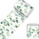 Wallpaper Border 4x196 Inch Peel and Stick Wall Border Wallpaper Border Self Adhesive Watercolor Green Leaf Wall Trim for Kitchen Bathroom Mirror Frame Laundry Room Closet Entryway Decor