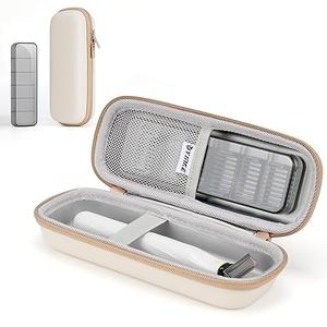 Txanad Travel Shaver Case with Attachments Storage Box for Hybrid Electric Trimmer, Waterproof Hard Carrying Case Portable Storage Bag for O Blade, Beige