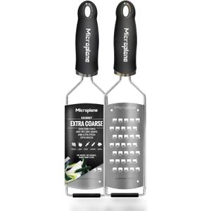 Microplane Gourmet Series Cheese Grater with Soft Touch Handle (Extra Coarse, Black)