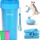 Dog Paw Cleaner Kit - Blue, for L/XL Dogs, Quick Clean No Full Bath, 5-in-1 Bath Grooming Kit, Exclusive Cup-Mounted Brush Head, Grip Silicone Brush, 3 Absorbent Towels, Fits Lab