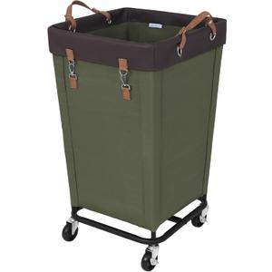 StorageWorks 160L Laundry Basket with Wheels, Large Rolling Hampers for Clothing Organizer, Dirty Clothes Basket for Hotel, Home, Closet, Dorm, Green