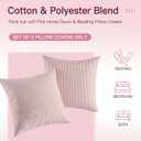 Spring Light Pink Striped Throw Pillow Covers 18x18 Set of 2, Farmhouse Outdoor Decorative Stripe Pillow Covers For Patio Furniture, Funky Blush Pink Throw Pillows 18 x 18 (No Pillow Inserts)