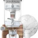 Invigorated Water pH Recharge Alkaline Water Filter Dispenser  BPA-Free Glass Countertop Water Filter Pitcher Purifier for Home & Office, 36-Cup Capacity, 360L Long Filter Life (Bamboo/Marble)