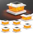 VOLISUN Solar Fence Post Cap Lights 6pack, White Solar Deck Cap Flame Light Outdoor Waterproof, High Brightness Flickering Flame SMD LED Lighting, for 4x4 Wooden/4x4 5x5 Vinyl Post