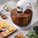 LOVIVO Premium Acacia Wood 5 Quart Mixing Bowl with Splash-Proof Lid, Compatible with KitchenAid 4.5-5 Qt Tilt-Head Stand Mixers, Wooden Bowl for Stand Mixer with Stainless Steel Locking Base