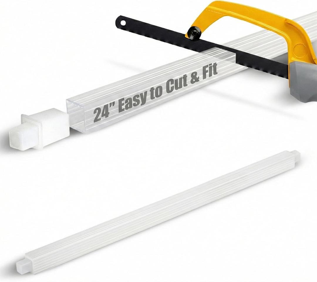 24 Inch Clear Replacement Towel Bar for Ceramic Holder - Cut to Fit Any Size, Spring Loaded Adjustable Plastic Towel Rod for Porcelain Holders, No Demolition Installation