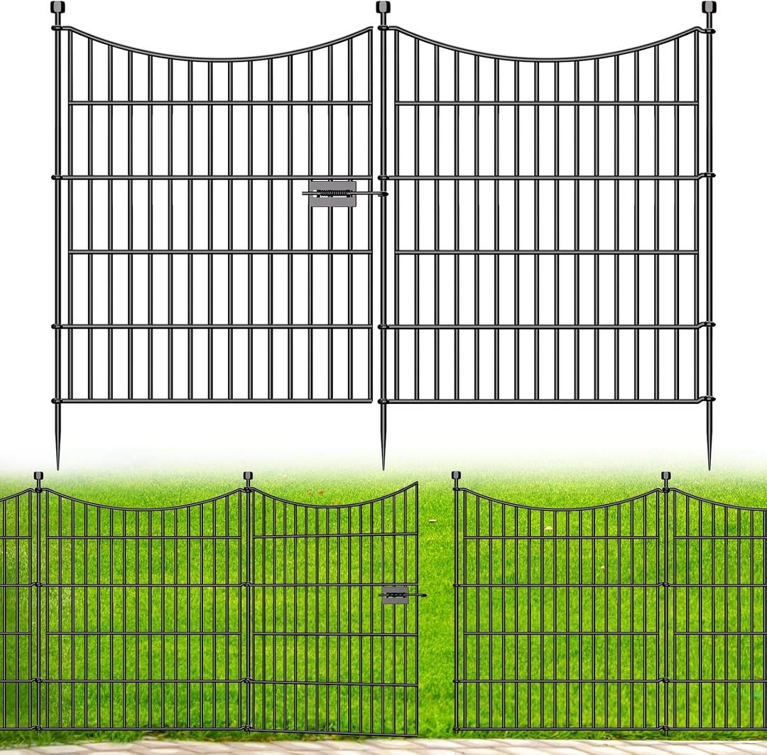 No Dig Dog Fence Outdoor for Yard with Gate, 32 in(H) X 23.6 ft(L)