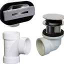 Westbrass D560RK-26 SCH. 40 PVC 1-1/2" Coarse Thread Plumber's Pack Tip-Toe Bathtub Drain Plug with Linear Overflow Faceplate, Tee & Elbows, Polished Chrome