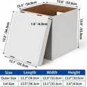 CRUGLA Vinyl Record Storage Boxes with Lids 7 Pack, 13 Inch Cube, Collapsible Corrugated Cardboard, Quick Fold Assembly with Pre-Applied Adhesive, Side Cut-Out Handles, Home Office Organizer, White
