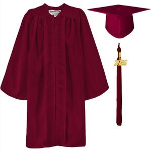 GraduationMall Matte Kindergarten & Preschool Graduation Gown Cap Set with 2022 Tassel Maroon 27 (3'6"-3'8")