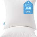 QUIETSEA 26x26 Pillow Inserts, 2 Pack Down Alternative Euro Pillow Inserts, Fluffy Soft Square Decorative Pillows for Bed, Couch and Sofa (White)