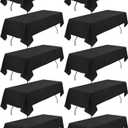 HASJOIN 10 Pack Black Tablecloths 60x126 inch Polyester Fabric 8ft Table Cloths for Rectangle Rables Wrinkle Resistant Linen Tablecloth Washable Table Covers for Party Wedding Events and Camping