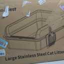 XXXL Stainless Steel Litter Box, 28.1'' Metal Cat Litter Box for Big Cats & Multi-Cat Homes, Low Entry, High Sides, Easy Clean