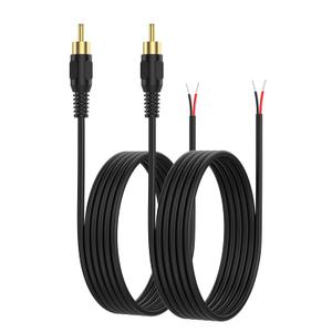 CableCreation RCA to Speaker Wire Adapter, 2 Bare Wire Cables to RCA Plug Adapter Repair Cord Compatible with Speaker Amplifier, Audio Video AV Receiver, TV, Subwoofer (2Pack 20AWG 10FT)