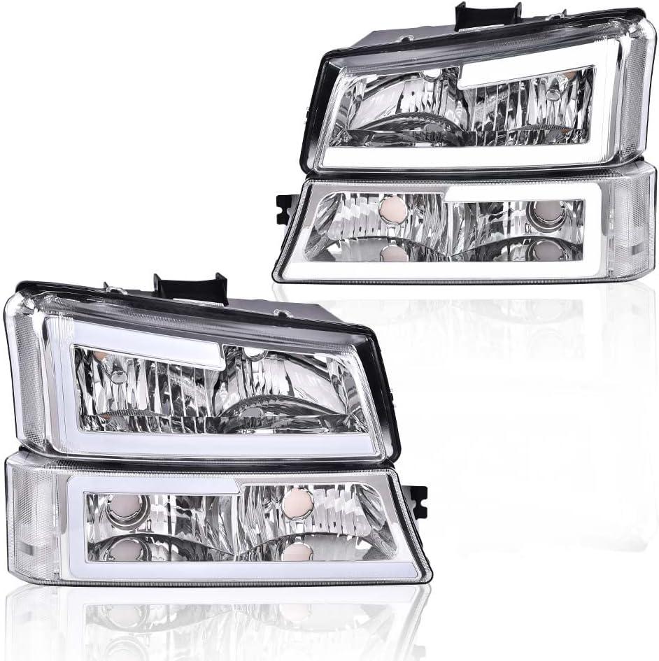 G-PLUS LED Headlights FitChevy Avalanche/Silverado 1500 2500 HD 3500 2003-2006/Fit Silverado 1500 2500 3500 Classic 2007,Headlamps Clear Lens Chrome Housing Clear Reflector,faros delanteros