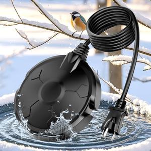 Bird Bath Heater for Outdoors in Winter, 120W Birdbath Heaters for Outdoor Bird Bath Deicer Pond De-icer with Thermostatically Control, Heated Bird Bath Water Heater for Bird Chicken Livestock (Black)