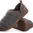 LongBay Men's Outdoor Slippers Two Tone Warm Memory Foam Slip On Indoor House Shoes bedroom Loafers,Size 11