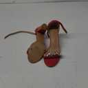 Womens High Heels Comfortable: Open Toe Ankle Strap Chunk Heeled Sandals - Buckle Rhinestone Heel for Prom Wedding (8, Red)