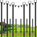zoegi 6 Pack 10Ft String Light Poles,Light Poles for Outside Lights with Fork,Outdoor Brackets Hanging Lights,Metal Stand for Deck Patio,Backyard,Wedding,Deck,Party