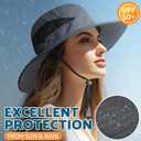 PFFY Sun Bucket Hats for Men Women 3 Wide Brim UPF 50+ Fishing & Beach Hat (Beige)