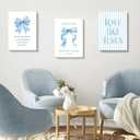 3 Piece Light Blue Bows Bathroom Decor Jesus Teen Girl Room Decor 16x24 In